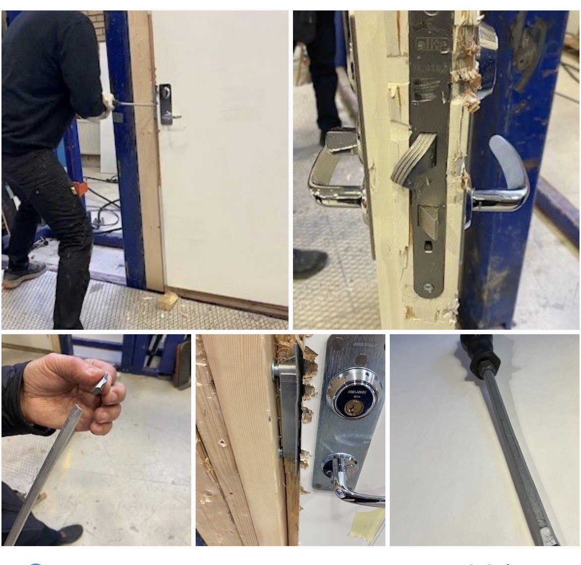 Bildcollage från RC2-provning av PANDOOR-slutbleck på RISE